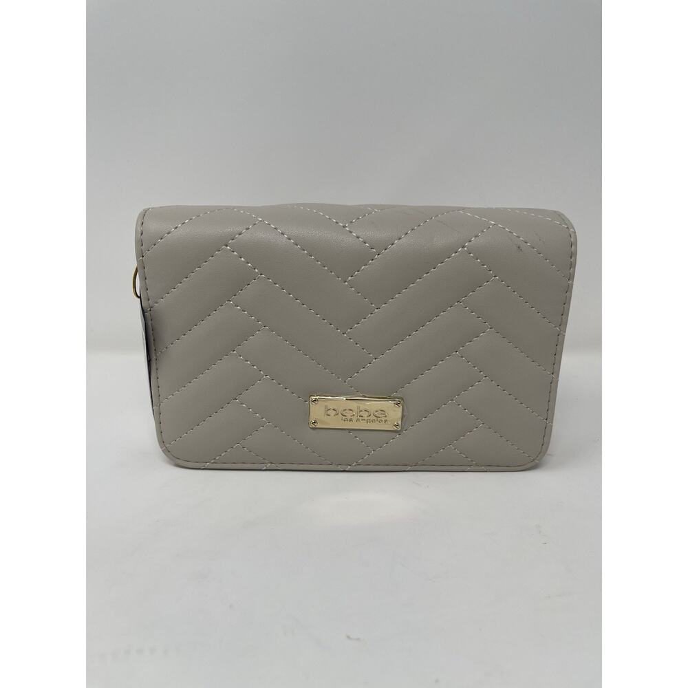 Bebe Sophia Shoulder Crossbody Bag Taupe Small Purse w/Gold Chain New
